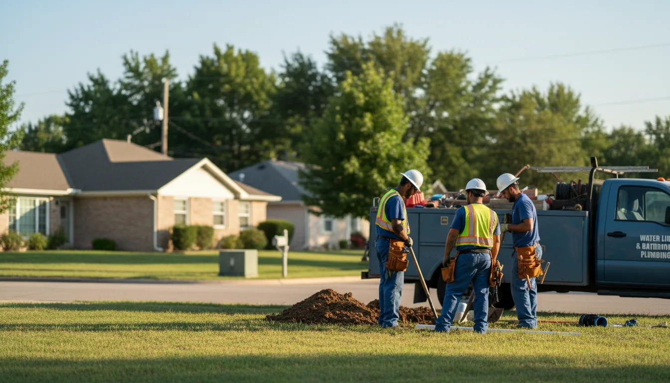 Residential water line and bathroom plumbing service in Cartwright, OK